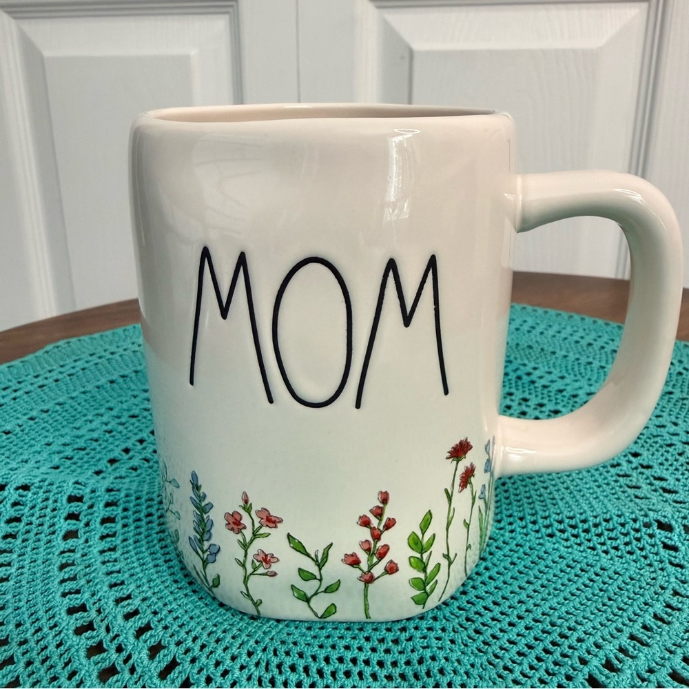 Rae Dunn‎ White 'Mom' Mug with Floral Accents Mothers Day Gift